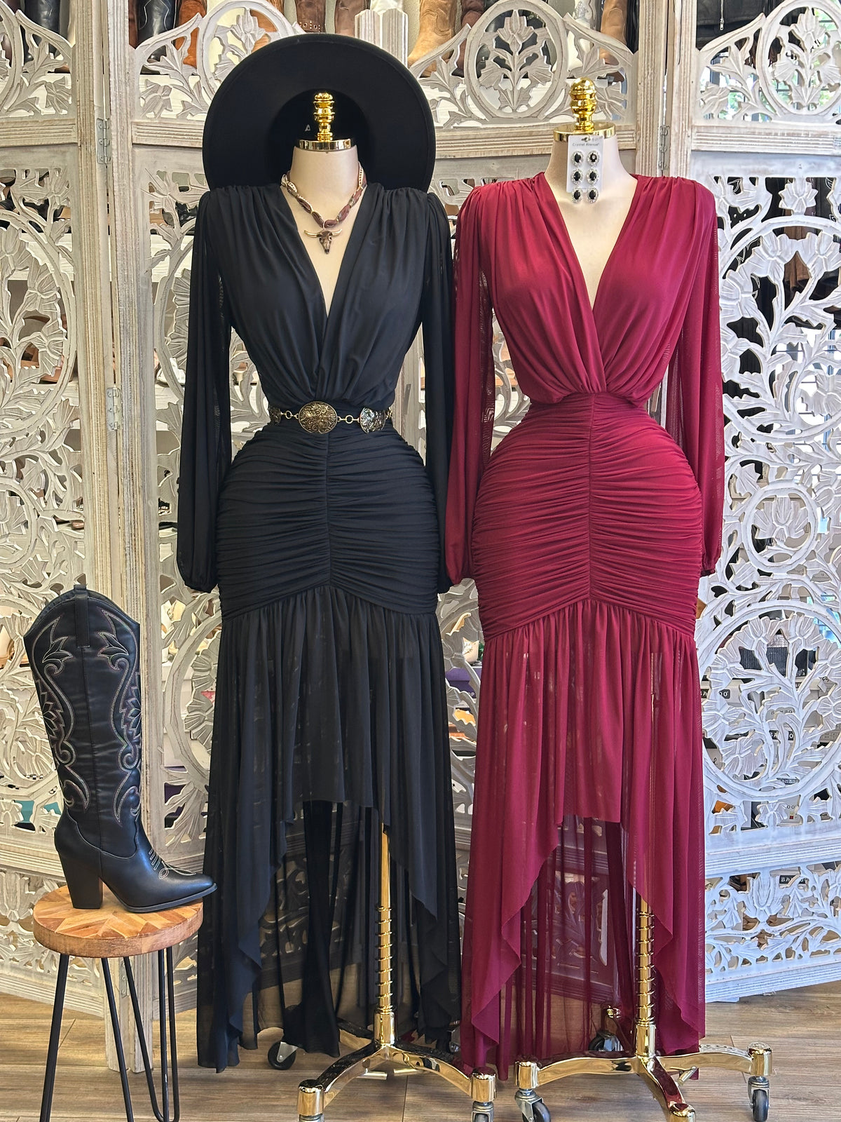 Midnight Rodeo High-Low Dress- Estira , Stretchy