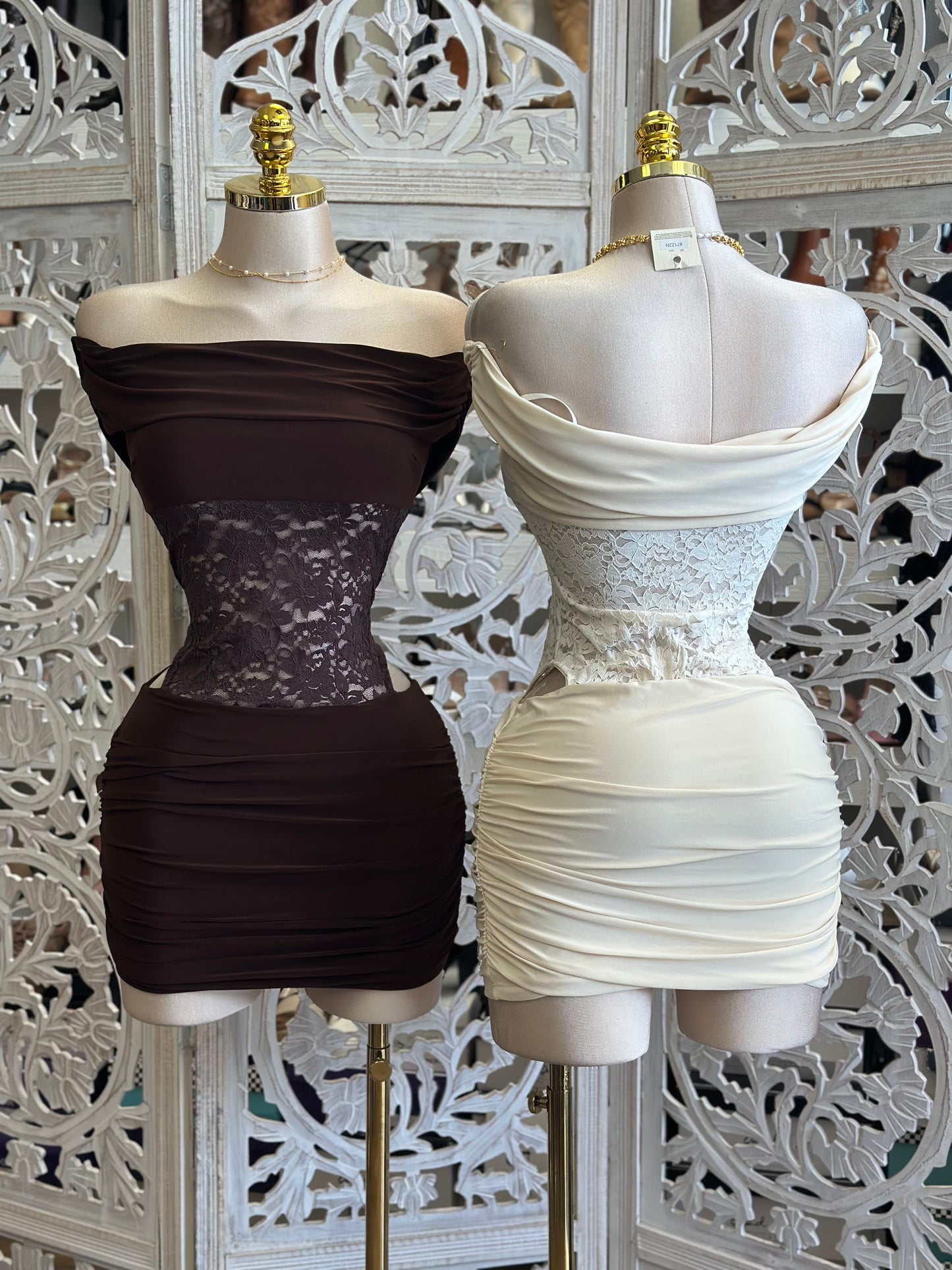 Lace Cutout  Mini Dress- Stretchy, Estira