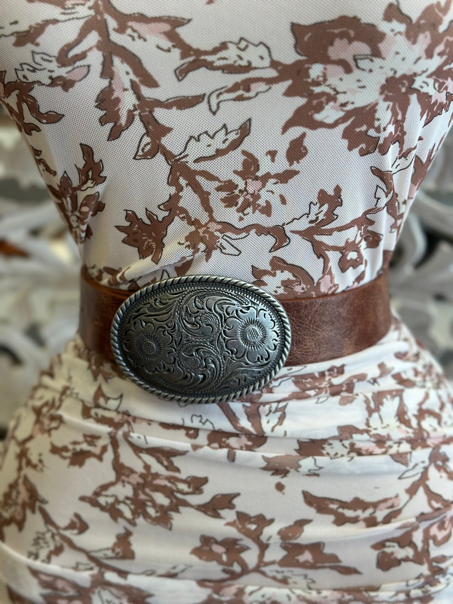 Brown Faux Leather Belt With