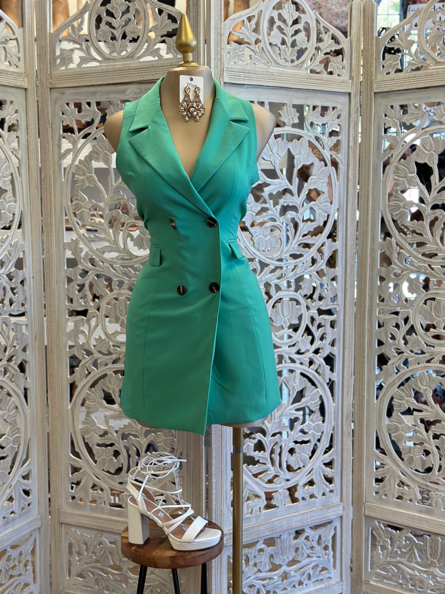 Hunter Green Sleeveless Coat Dress