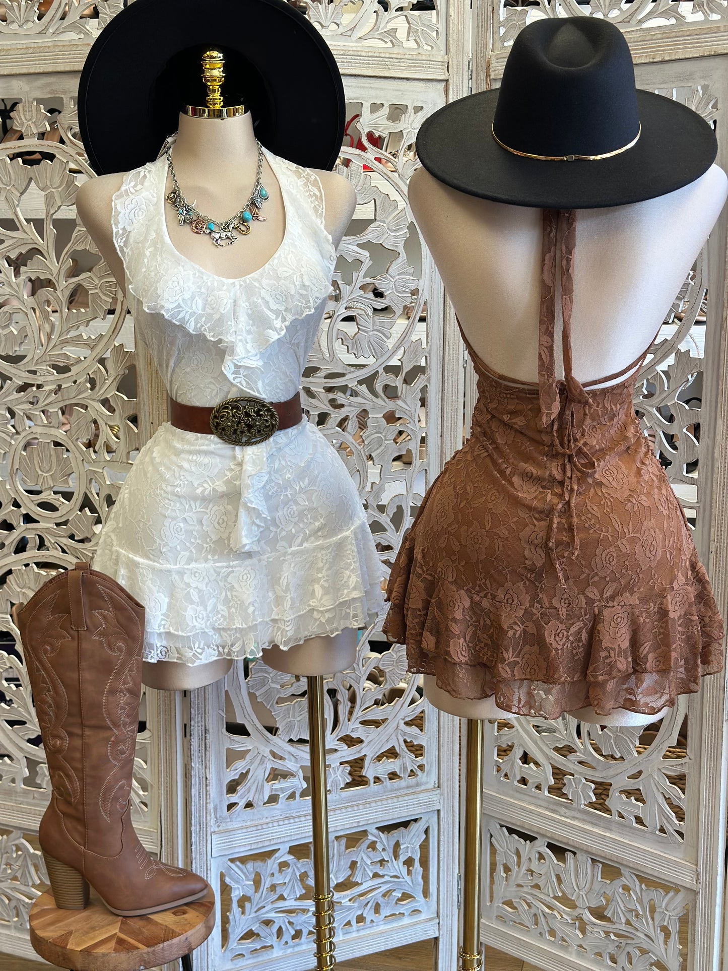 Delicate Lace Mini Dress- Estira, Stretchy