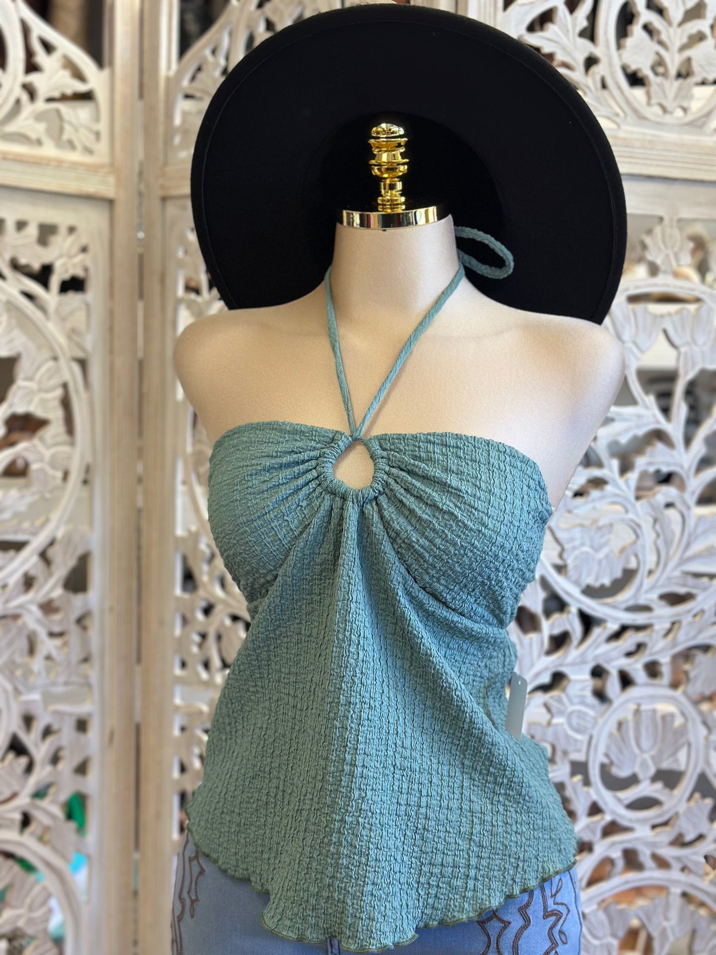 Keyhole Tie Back Top - Estira, Stretchy