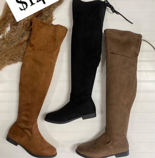 Small Heel Suede Thigh Boots final sale