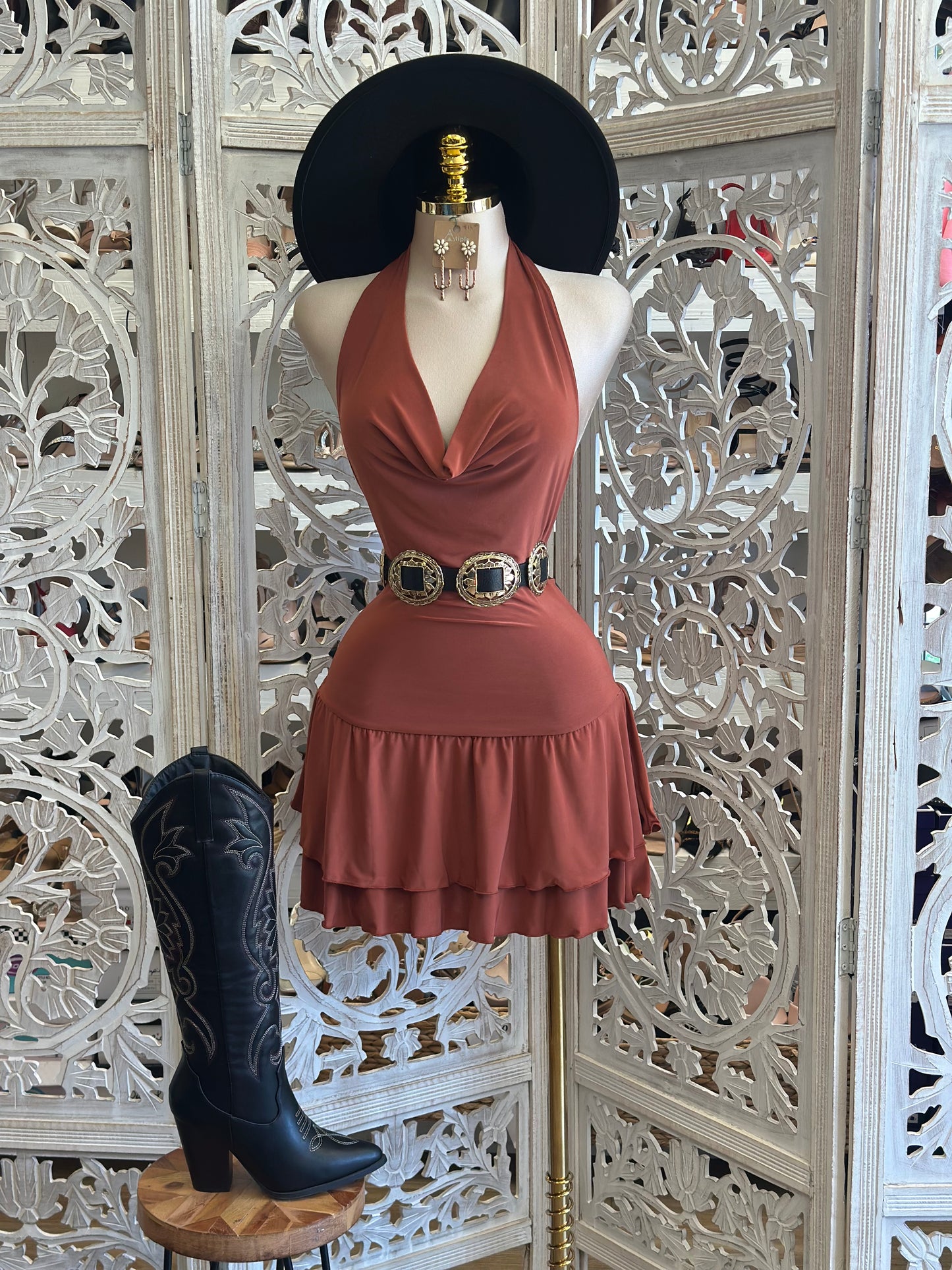 Full Back Open Ruffle Mini- Stretchy, Estira