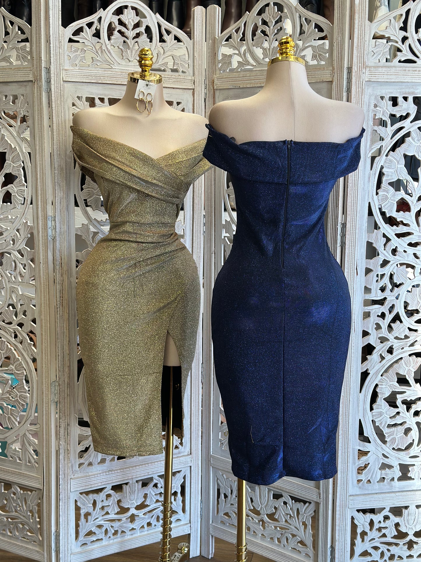 Shimmery Wrapped Cocktail Dress- Stretchy,Estira