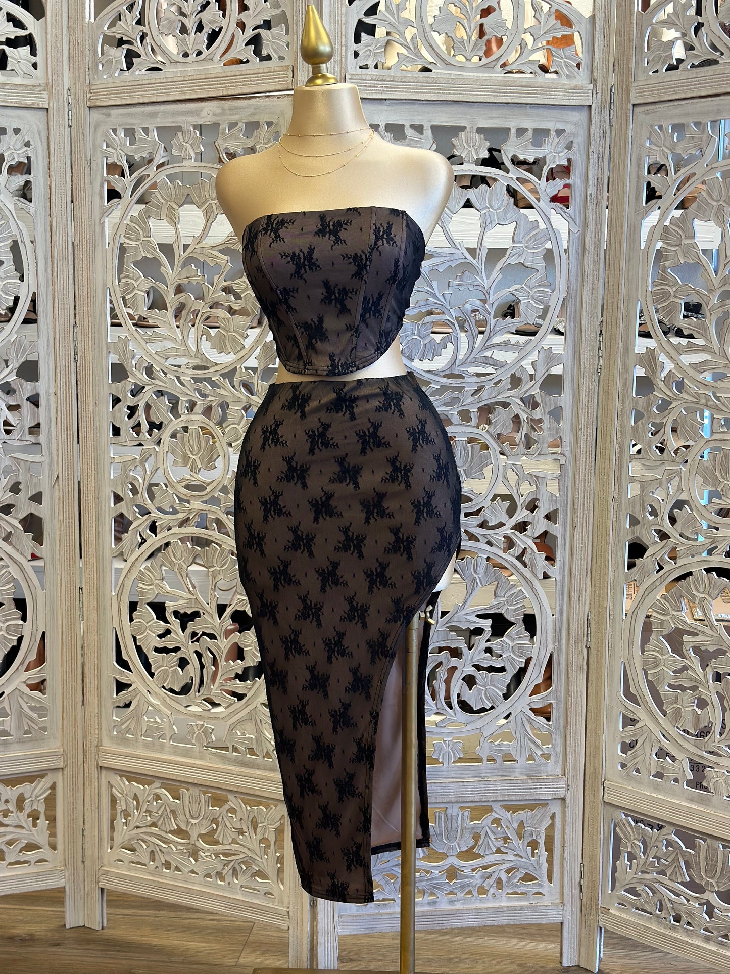 Lace Black Strapless Set- Stretchy