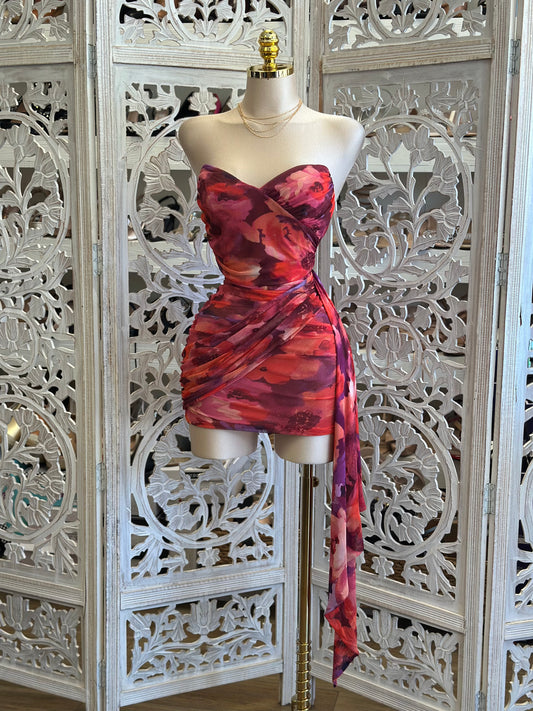Sunburn Floral Pattern Mini Dress - Estira, Stretchy