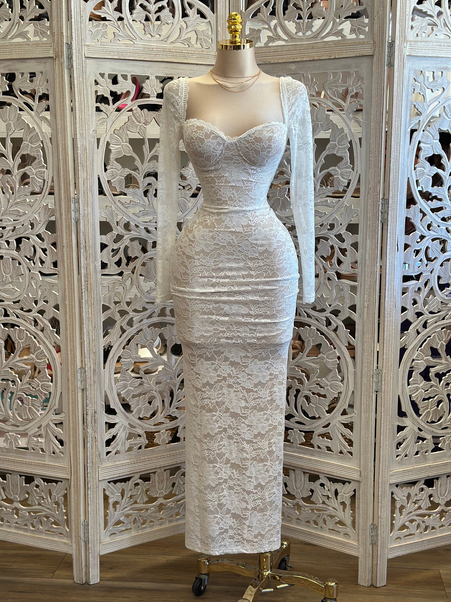 Full Lace Heartline Midi Dress - Estira, Stretchy