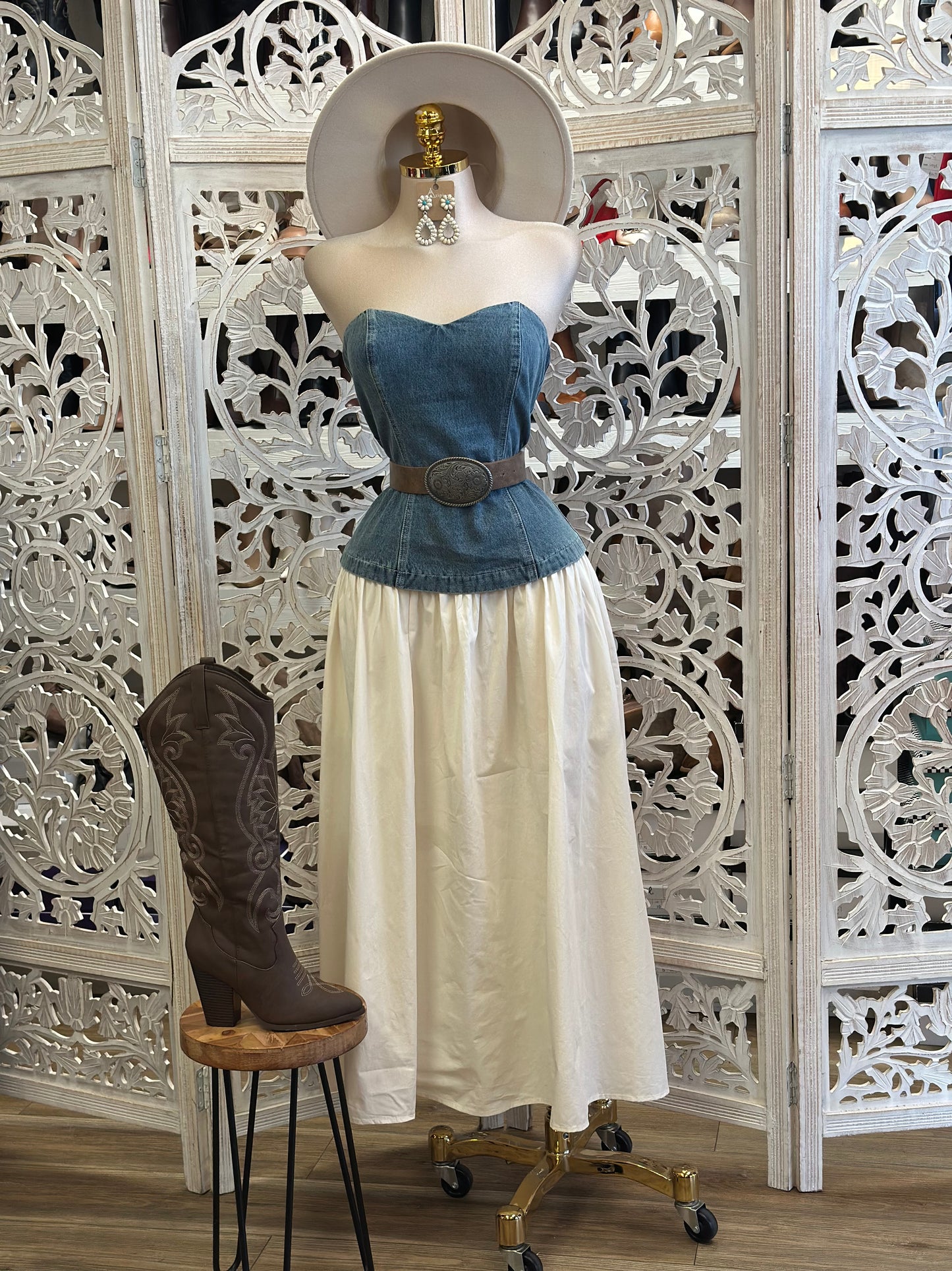 Strapless Denim Top Dress-Not Stretchy, No Estira