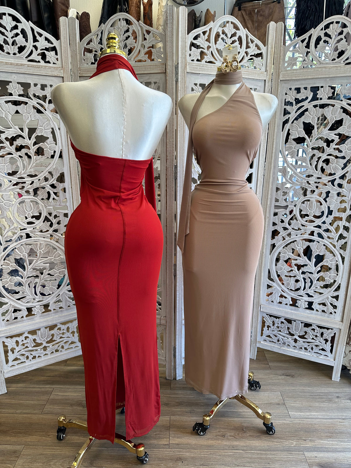 Cleo Halter Maxi Dress- Estira, Stretchy
