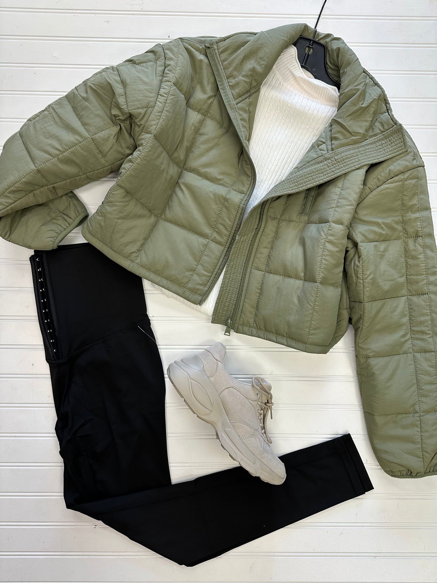 Olive Puffer Zip Up Jacket