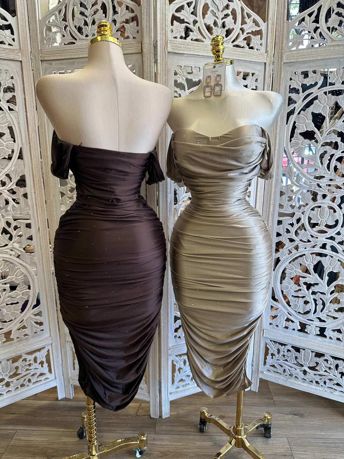 Elysian Drape Midi Dress- Estira, Stretchy