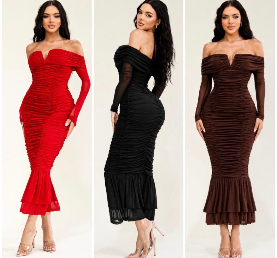 Valentine Ruched Dress- Estira, Stretchy