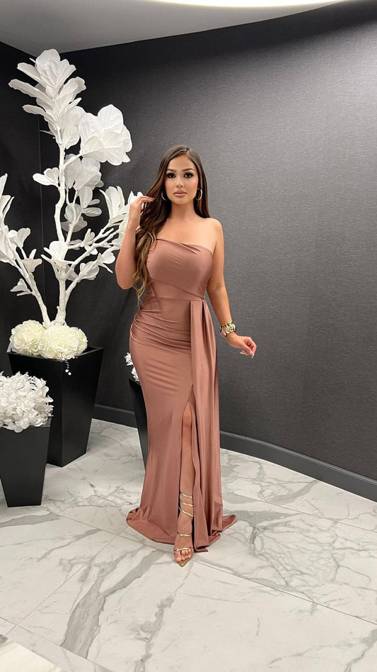 Off Shoulder Tailed Gown -Estira, Stretchy