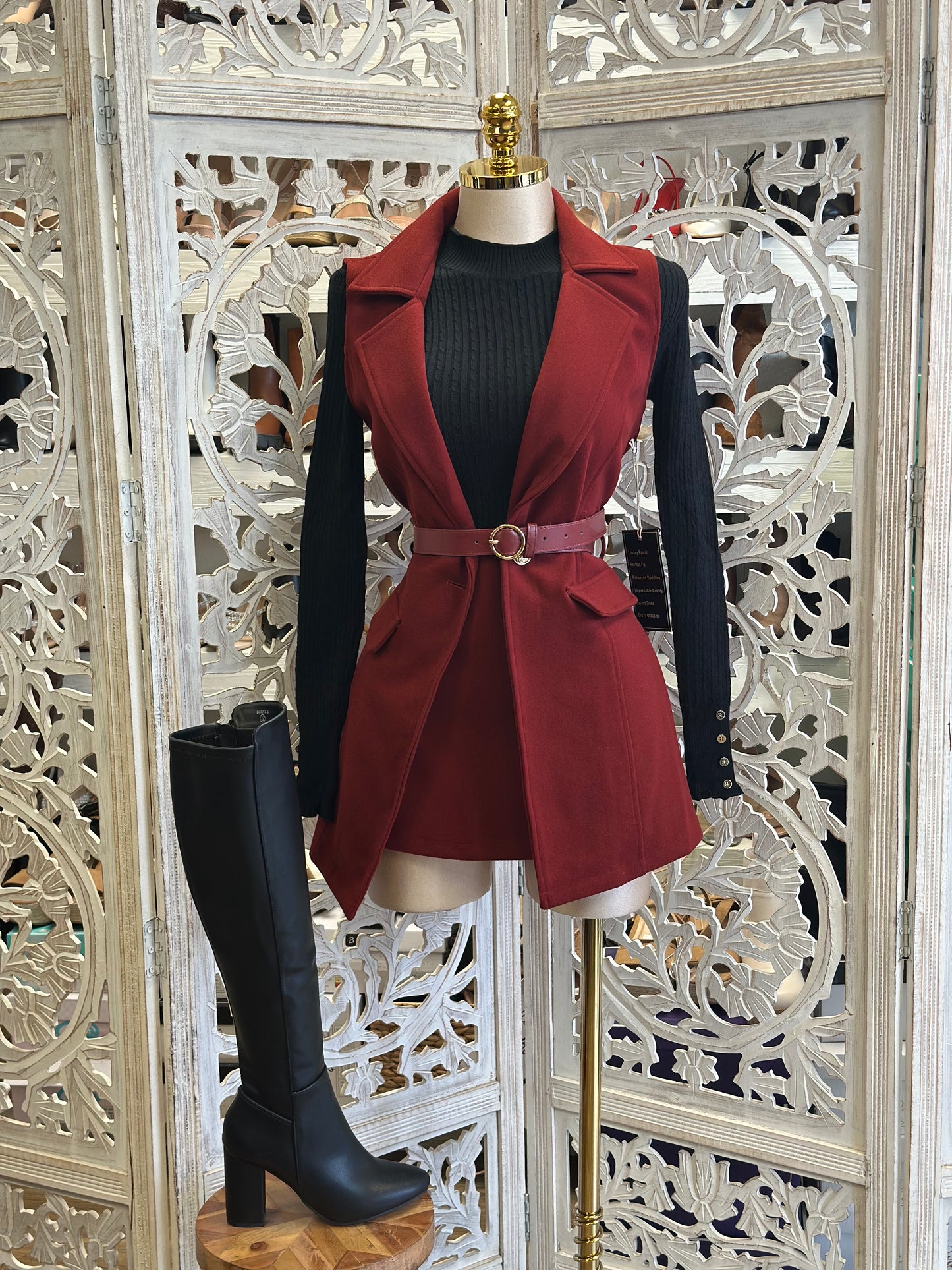 Burgundy Blazer and Skort Set- Estira,Stretchy