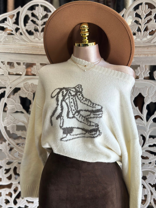 Ivory Ice Skates Sweater