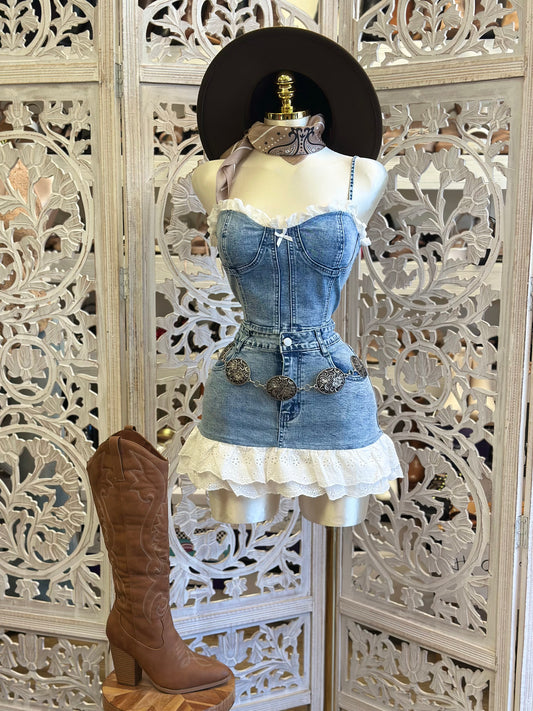 Cutsie Denim set- Estira, Stretchy