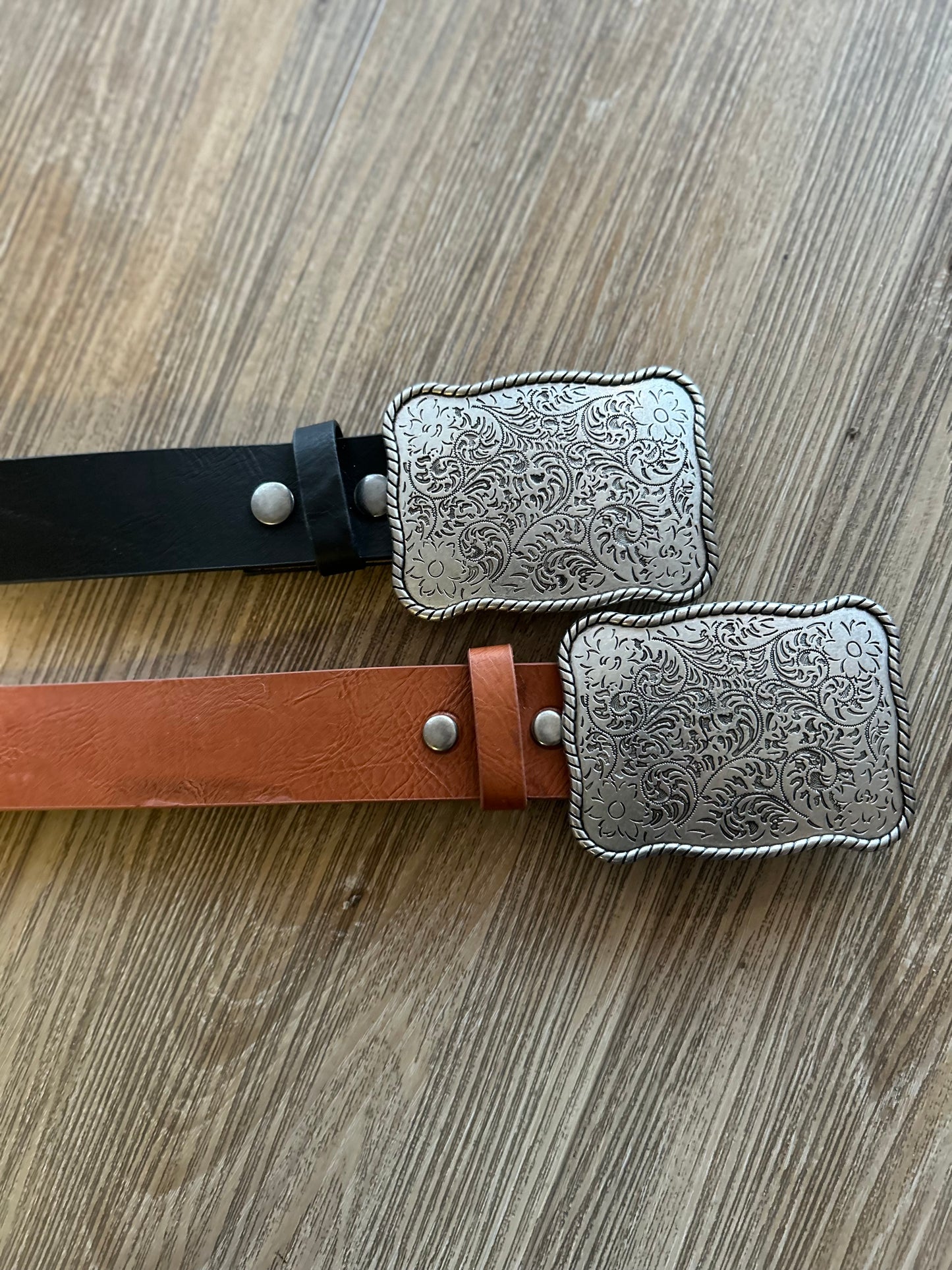 Faux Leather Belt With Buckle