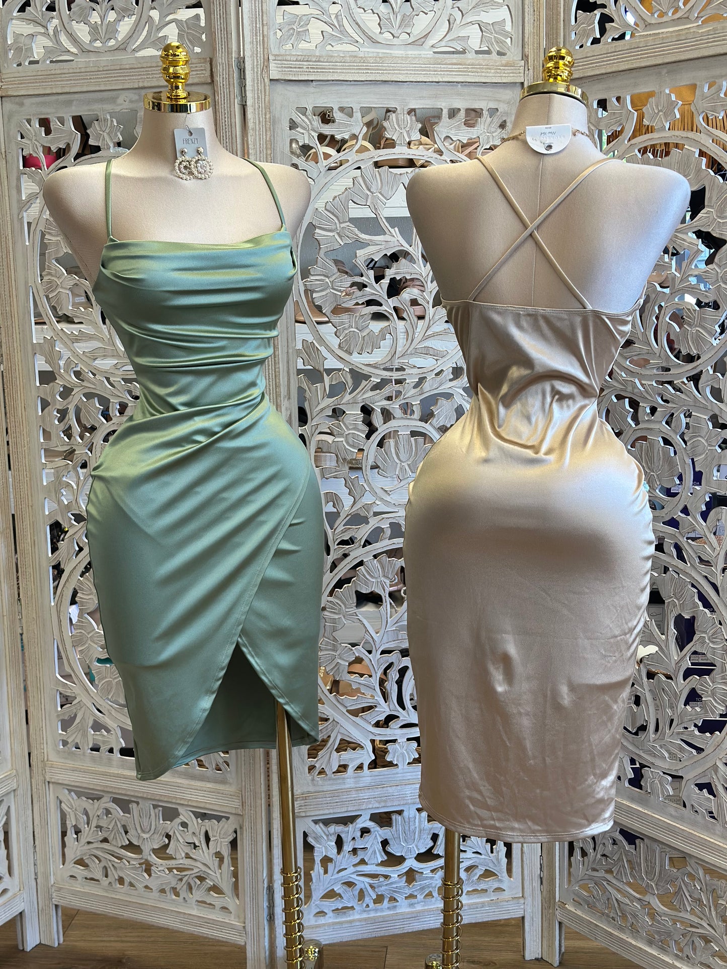 Mermaid Satin Wrapped Dress - Estira, Stretchy