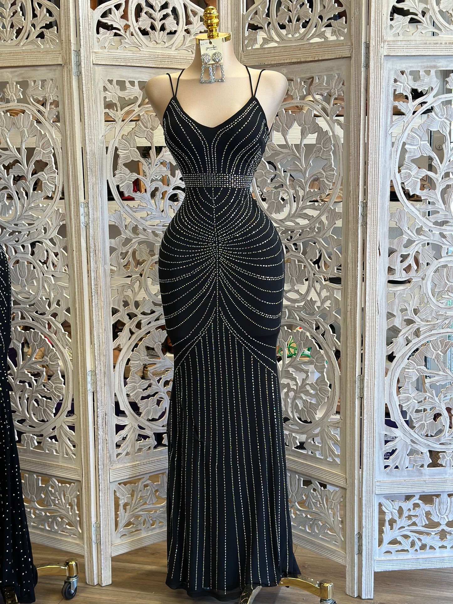 Black Rhinestone Gown- Stretchy, Estira
