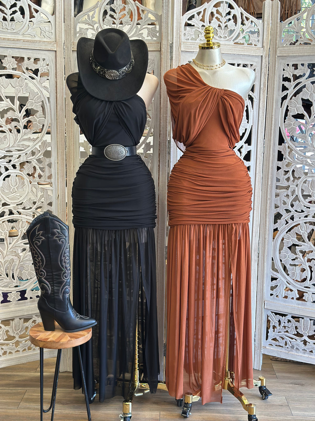Badlands One Shoulder Maxi Dress - Estira, Stretchy