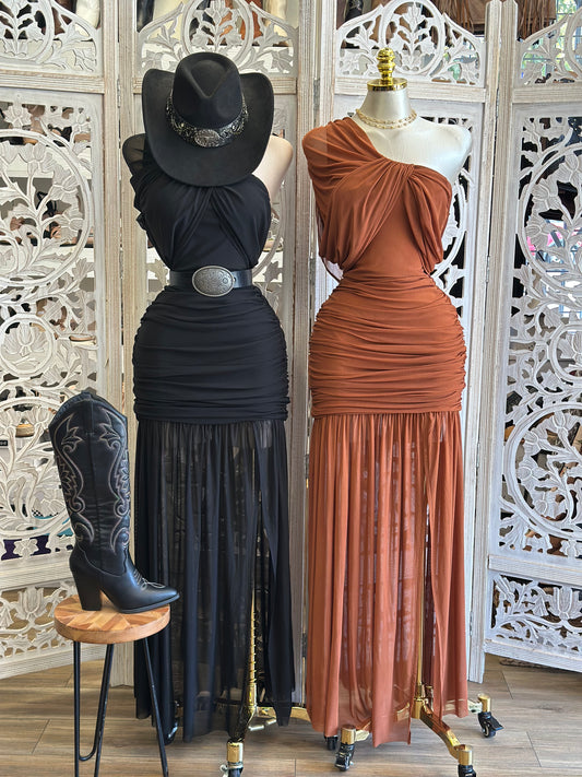 Badlands One Shoulder Maxi Dress - Estira, Stretchy