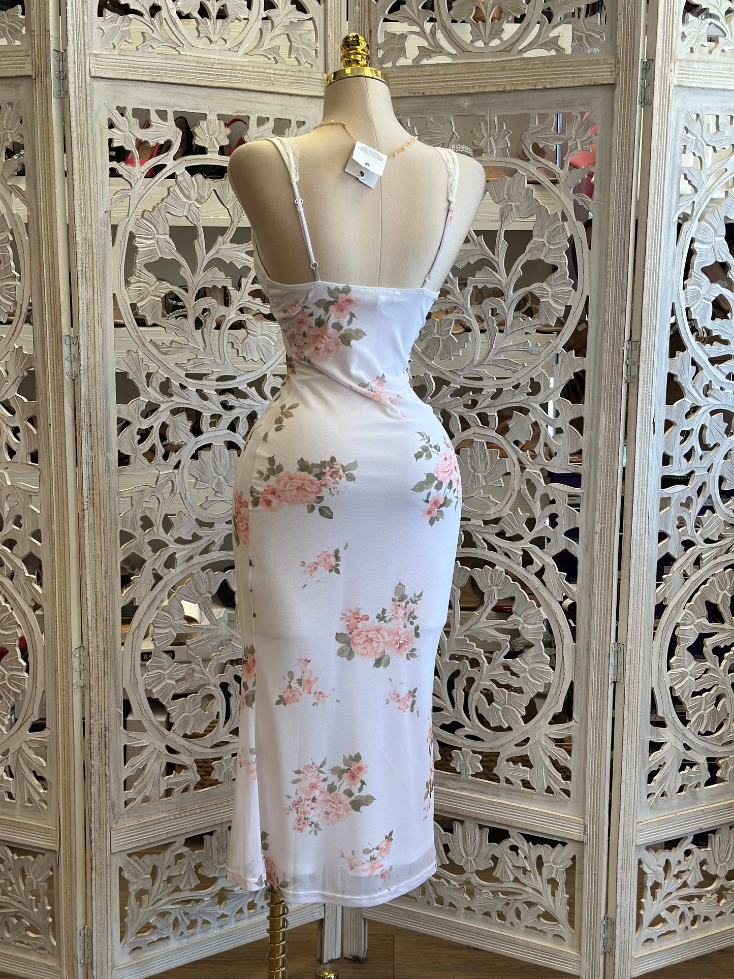 Lace Floral Pastel Midi Dress - Estira, Stretchy