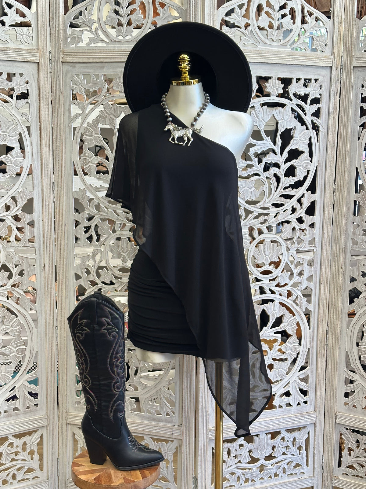 Dakota Asymmetric Dress- Estira, Stretchy