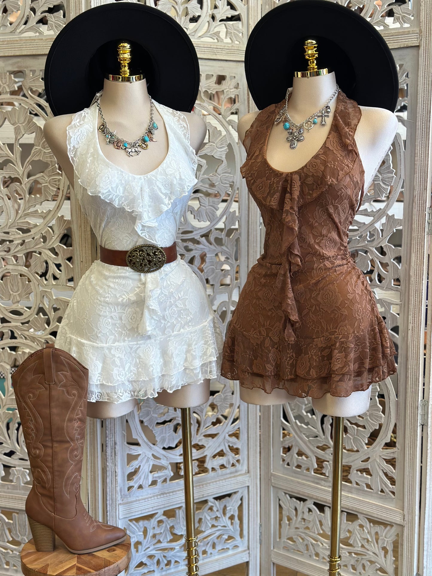 Delicate Lace Mini Dress- Estira, Stretchy