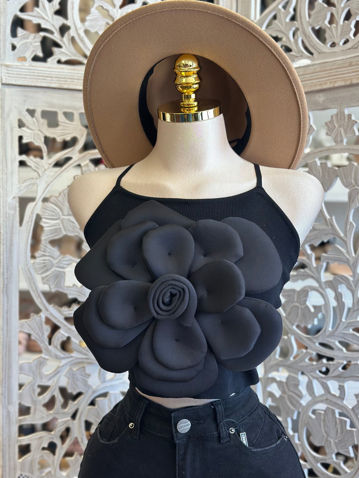 Enlarged Flower Top- Estira, Stretchy