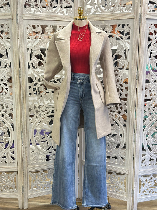 Soft Beige Pocketed Coat