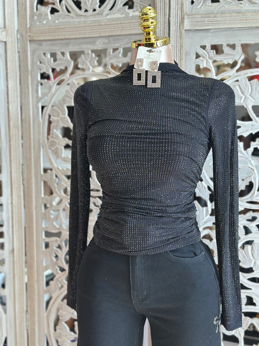 Shimmery Rhinestone Top- Estira, Stretchy