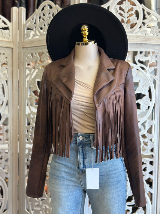 Fringe Dark Brown Suede Jacket