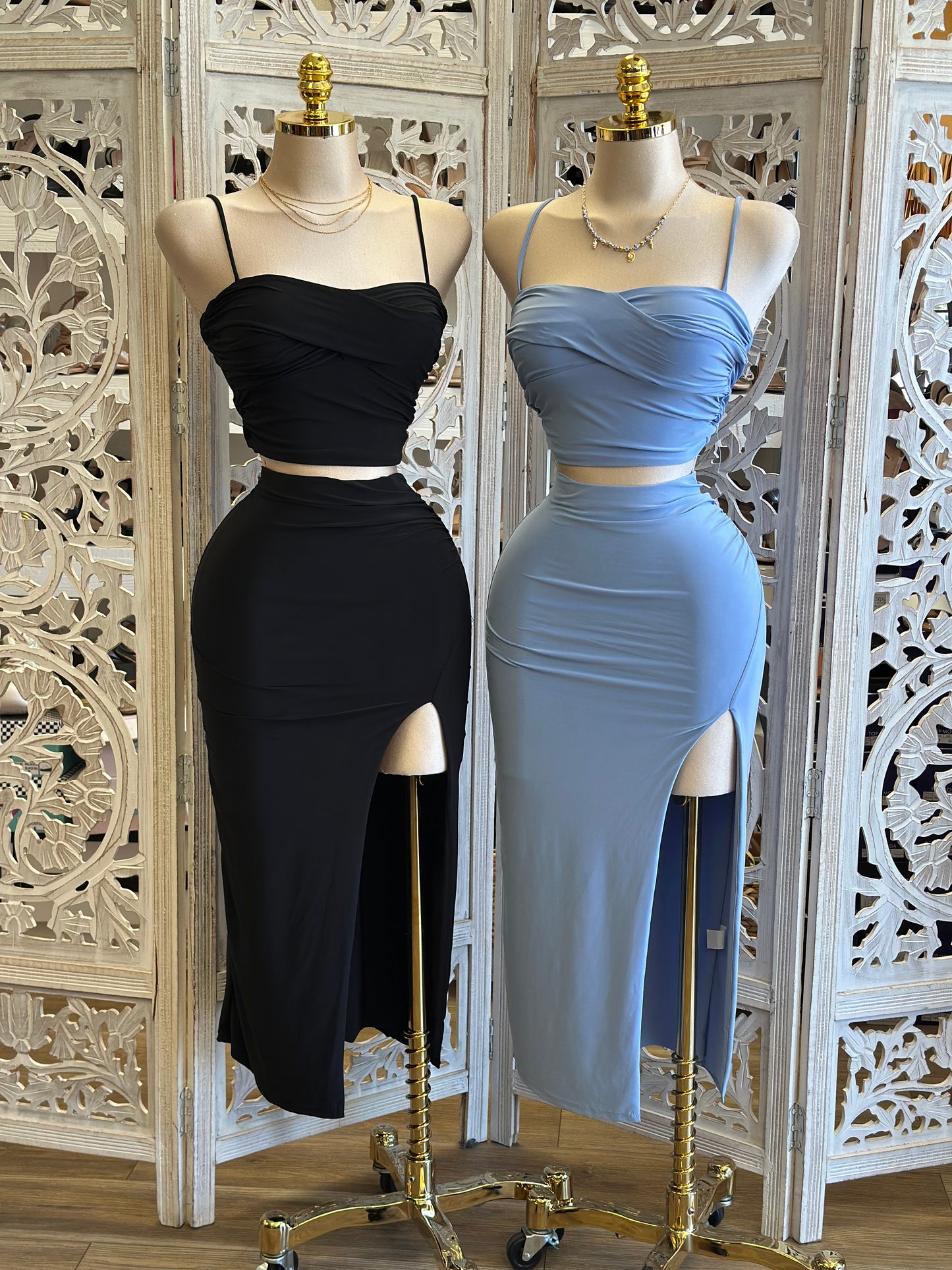 Draped Skirt and Cami Set- Estira, Stretchy
