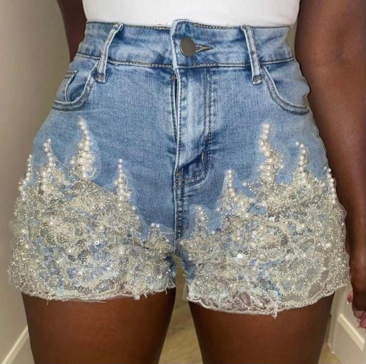 Shimmer High Rise Shorts- Stretchy