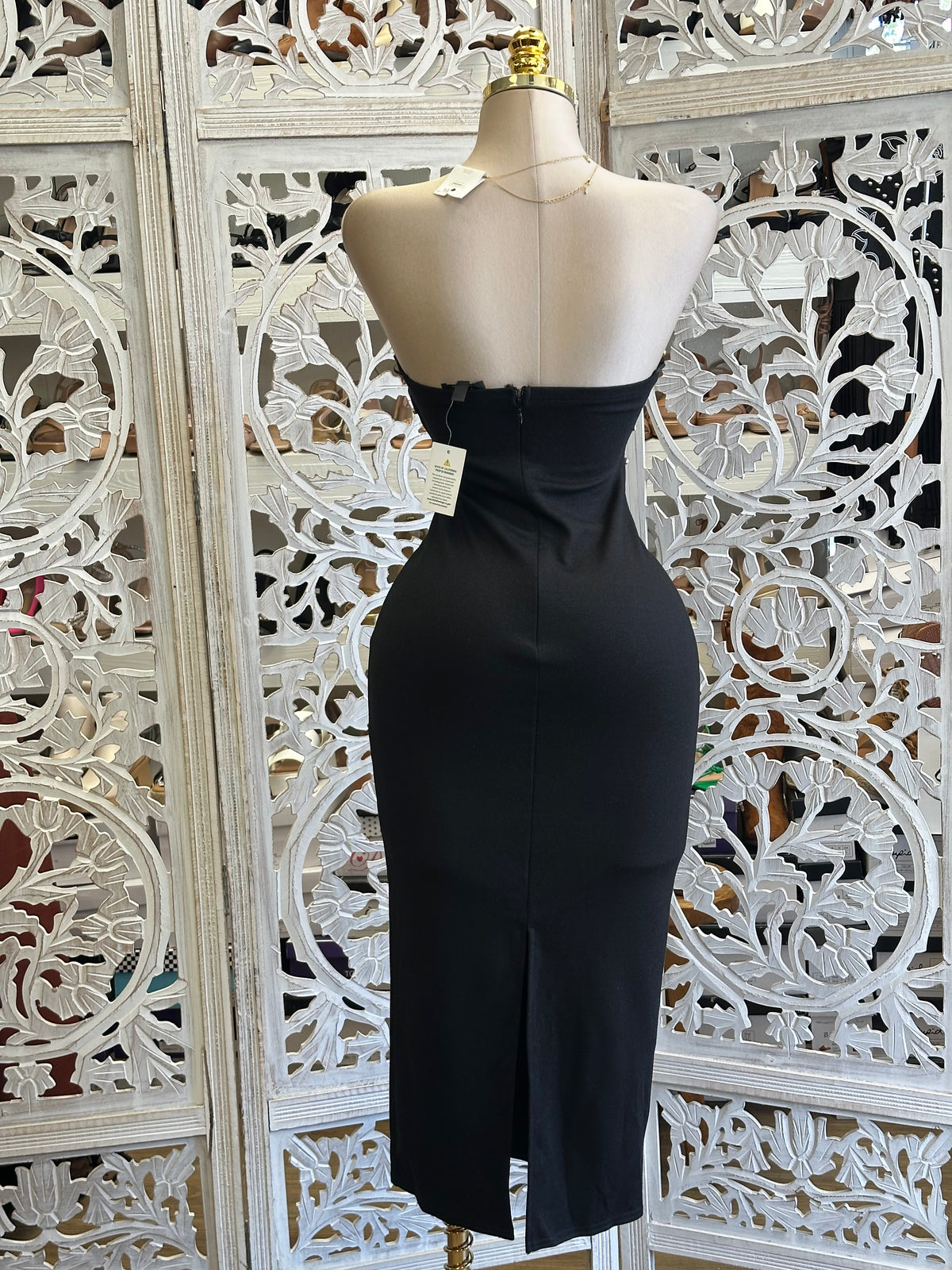 Vector Plunge Midi Dress- Estira, Stretchy