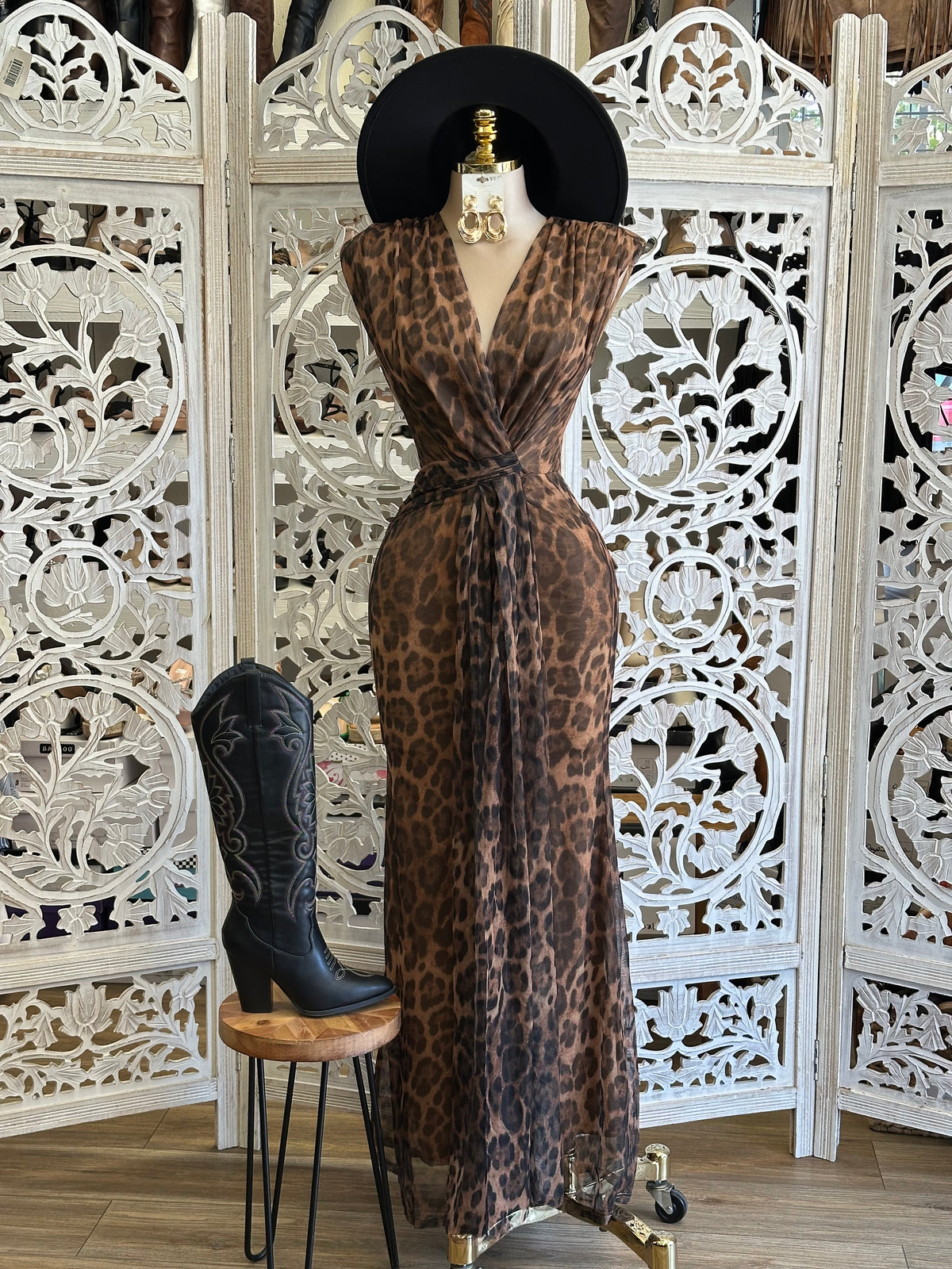 Badlands Cheetah Maxi Dress- Estira, Stretchy