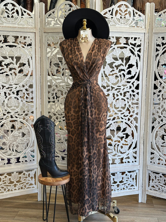 Badlands Cheetah Maxi Dress- Estira, Stretchy
