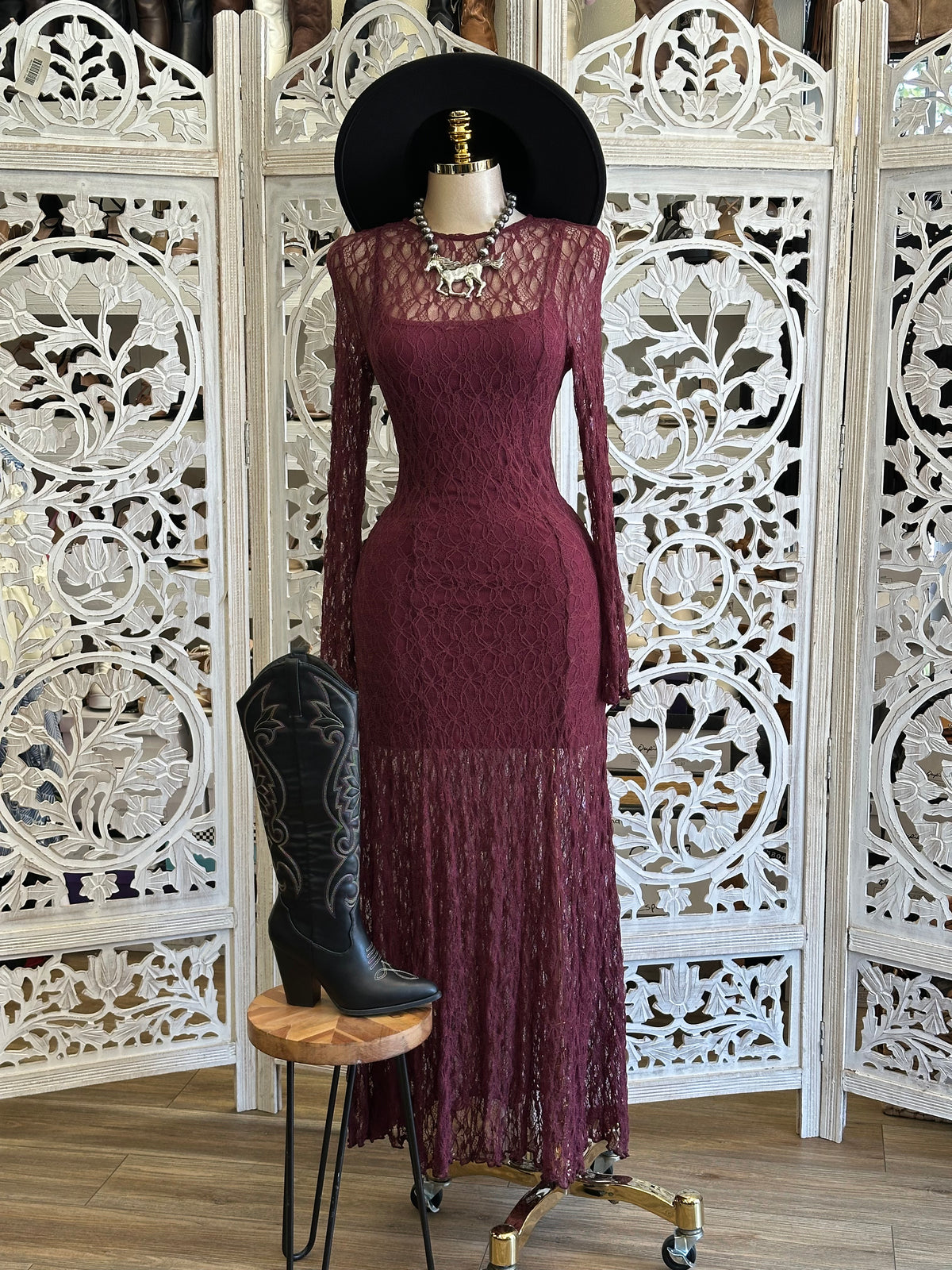 Charlotte Lace Maxi Dress- Estira, Stretchy