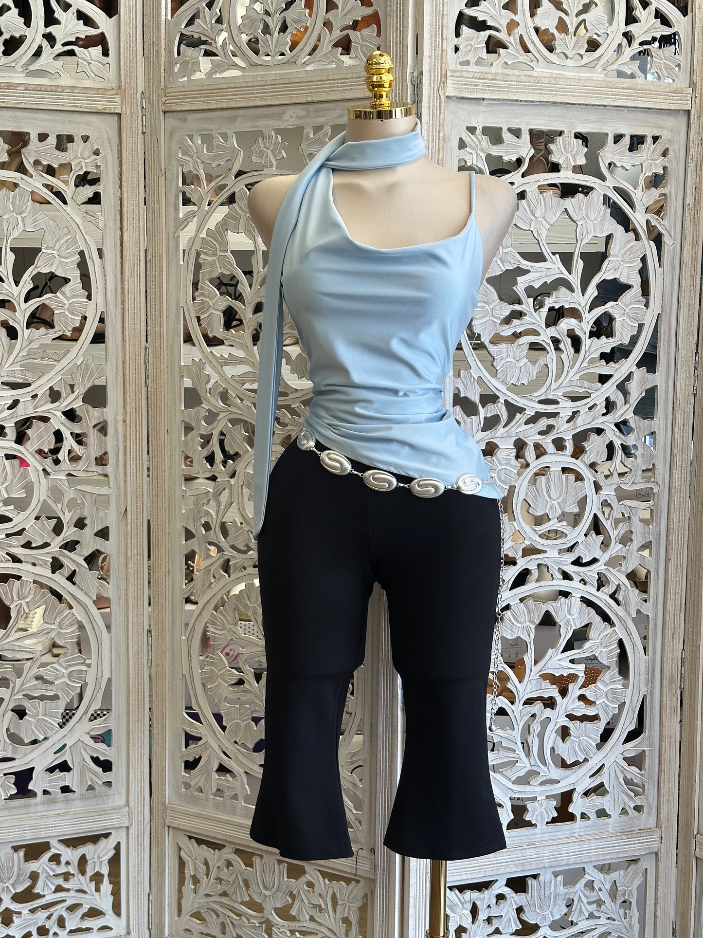 Black Capri Pants Top- Estira , Stretchy