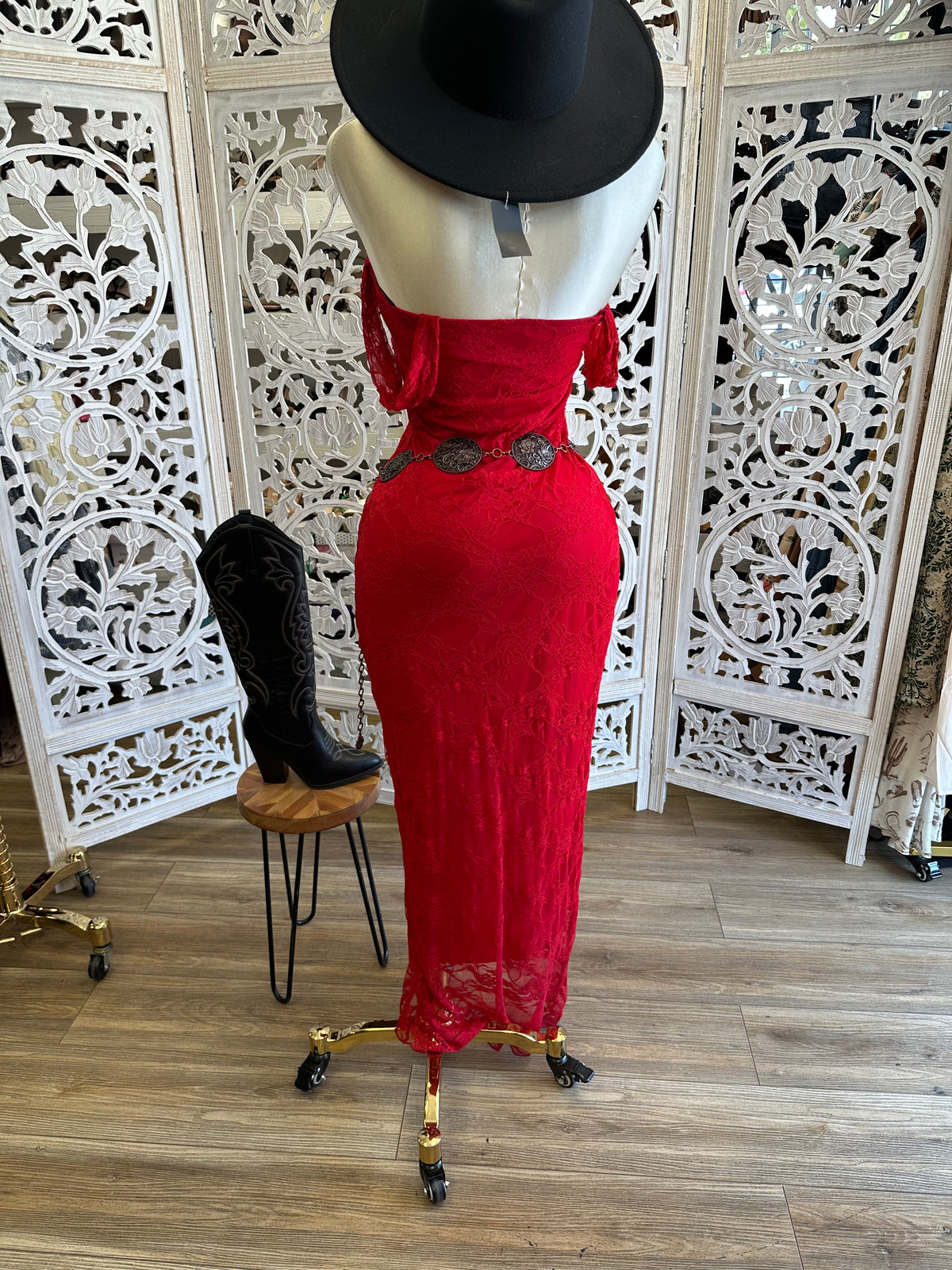 Wildfire Lace Slit Maxi Dress- Estira, Stretchy