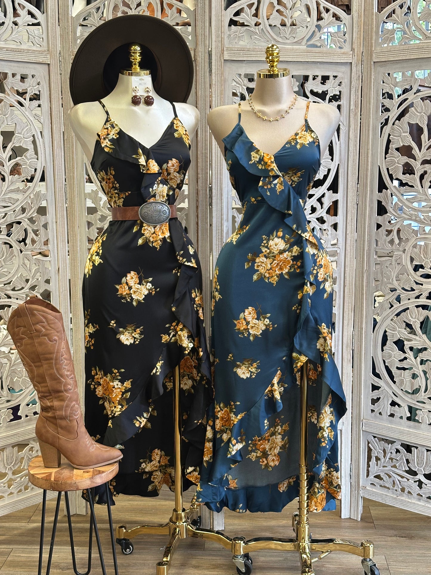 Rose Midi Dress -Not Stretchy,No Estira