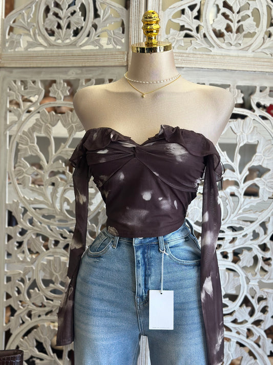 Off Shoulder Brushed Blouse- Estira, Stretchy