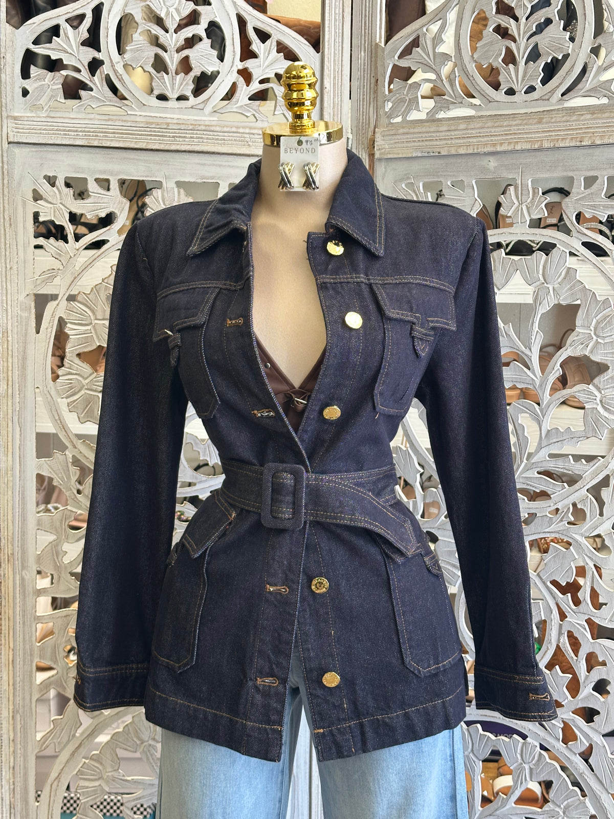 Kerensa Gilded Denim Jacket- Not Stretchy, No Estira