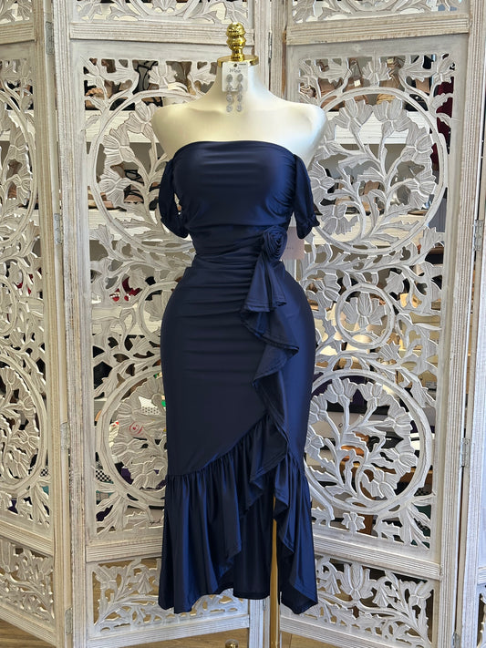 Midnight Blue Cocktail Dress- Estira, Stretchy