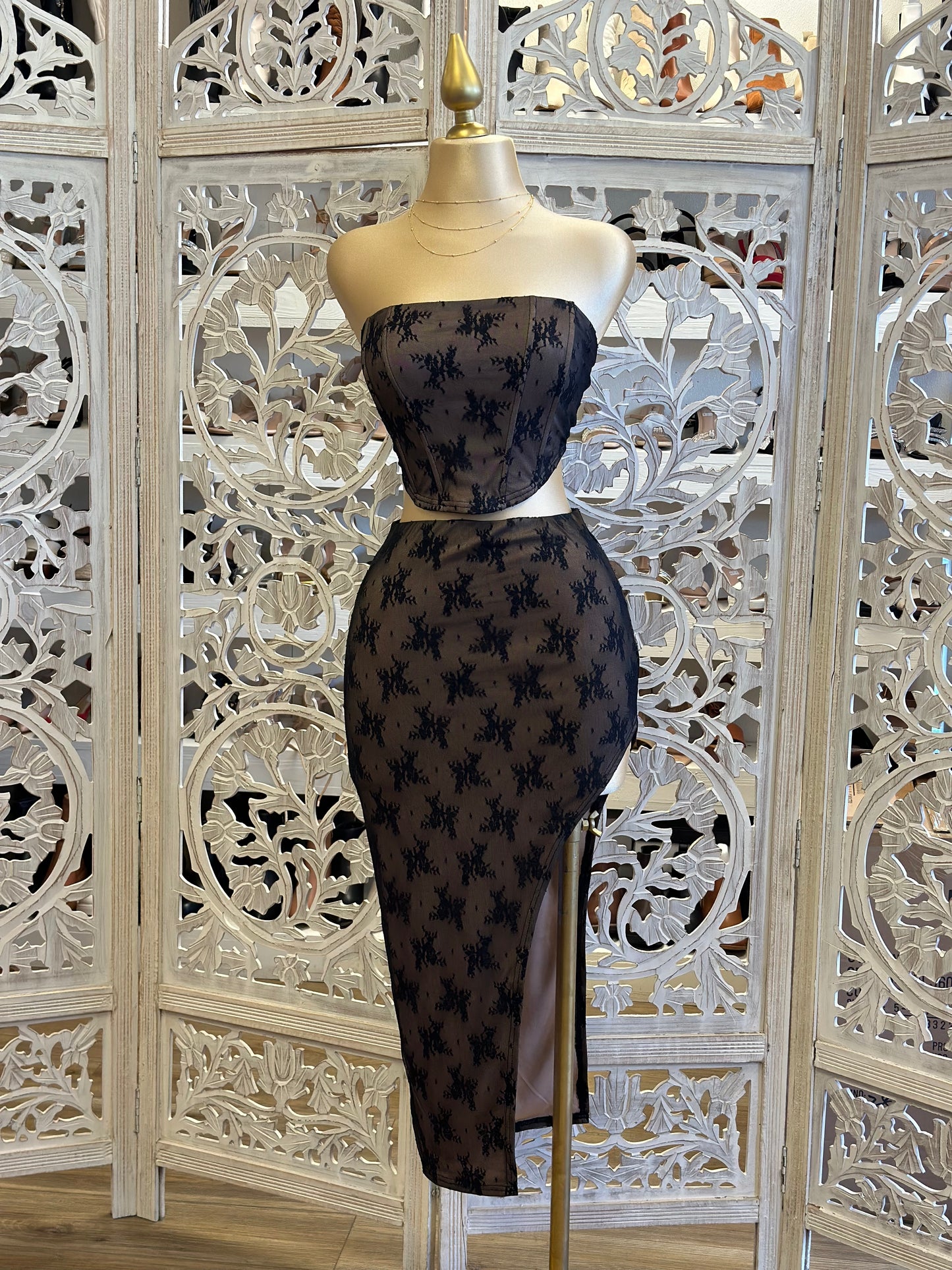 Lace Black Strapless Set- Stretchy