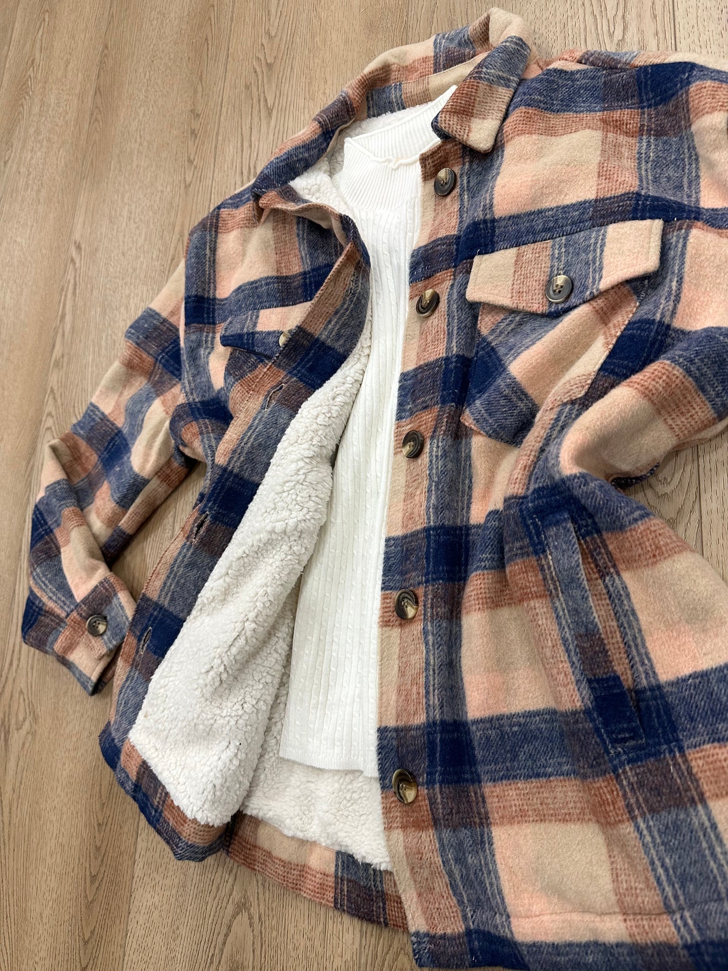 Navy/Brown Plaid Fleece Jacket