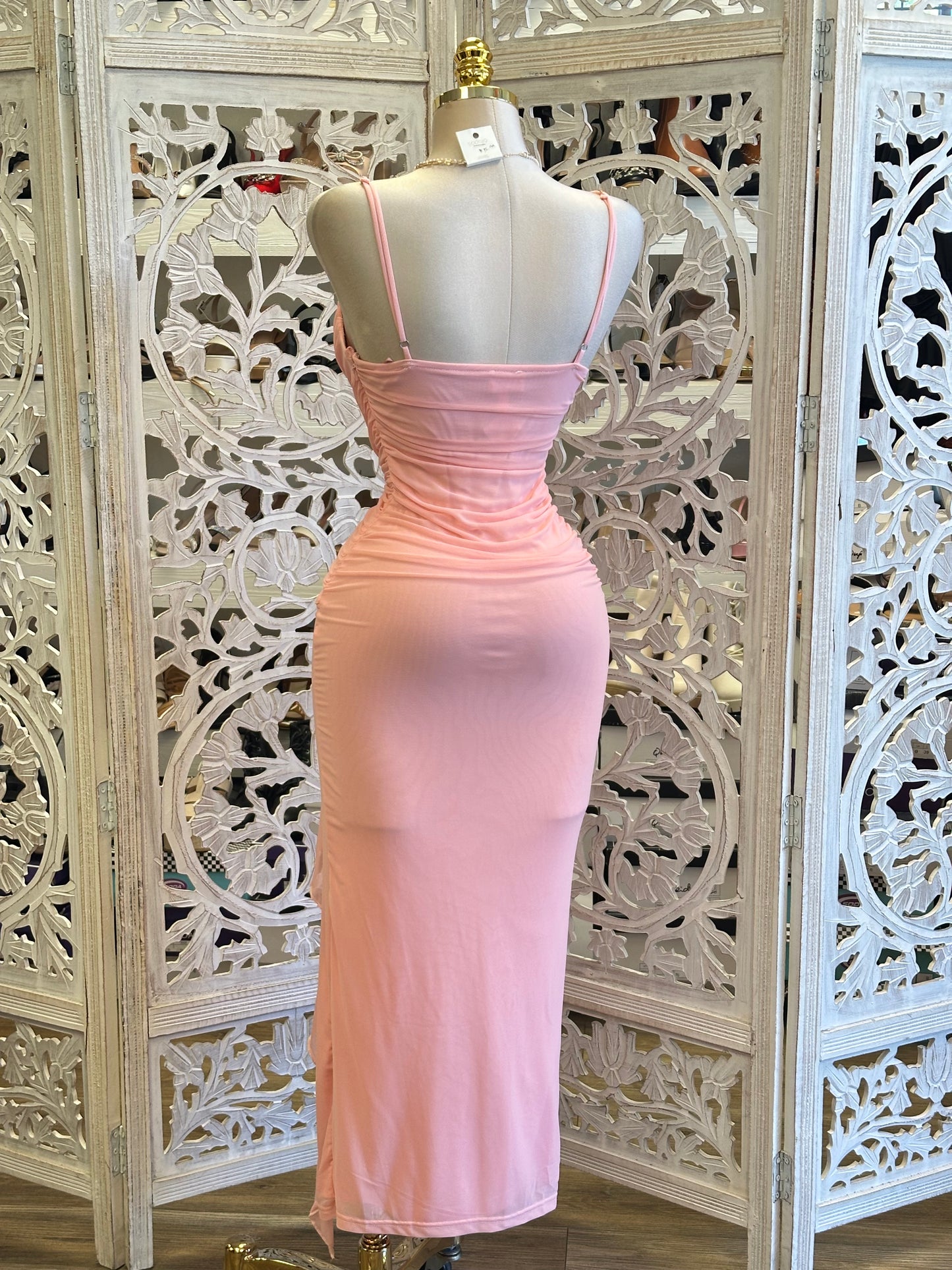 Pretty Pink Mesh Ruffle Dress-Stretchy, Estira