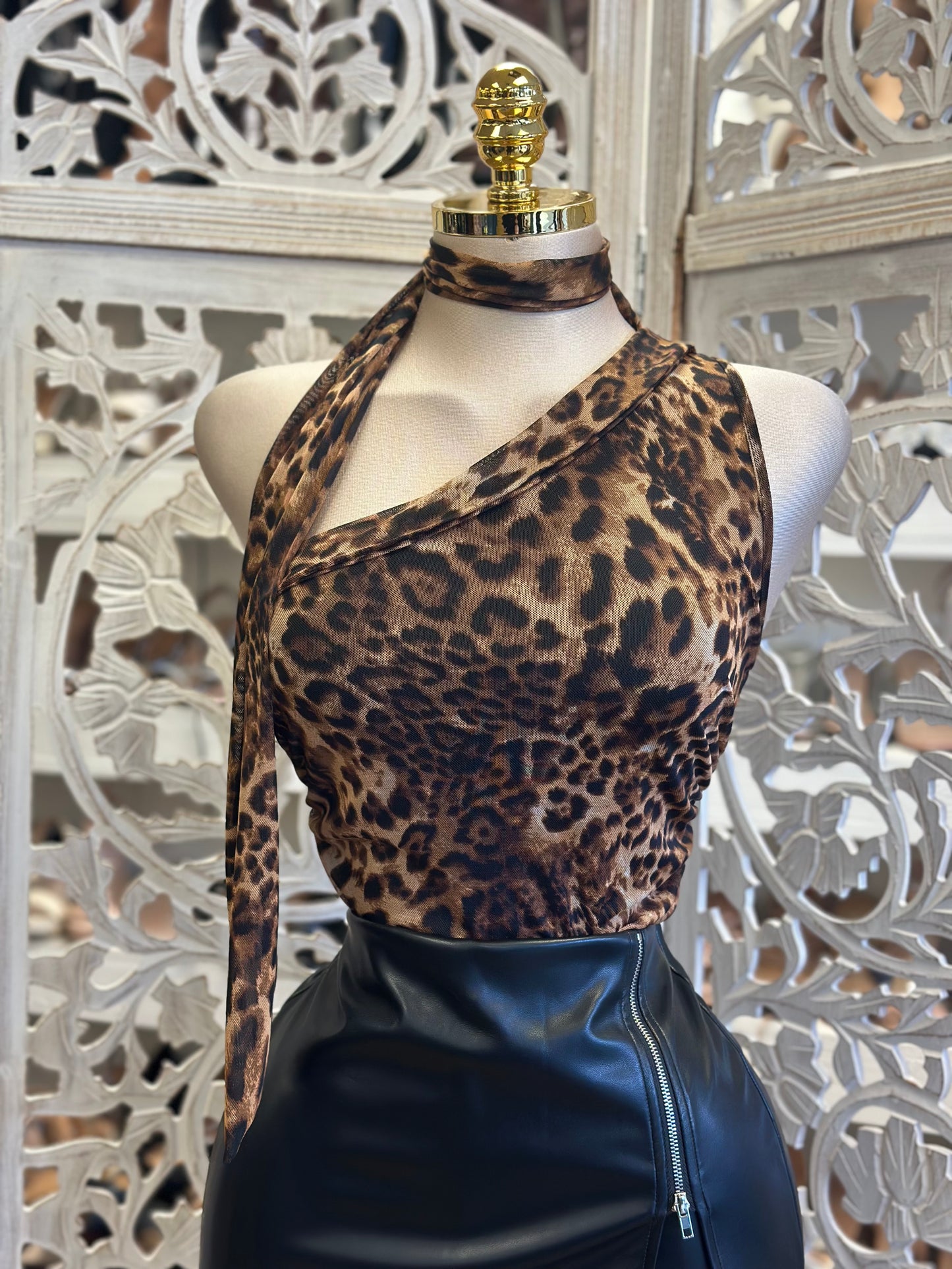 Cheetah Print Scarf Top - Estira, Stretchy