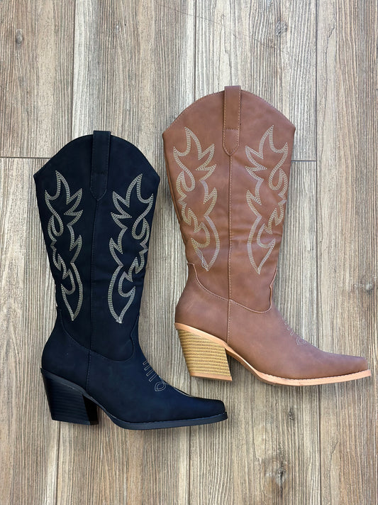 Mid Length Western Embroidered Boots